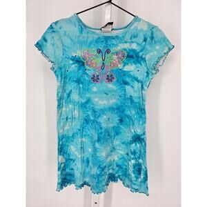 Vintage Y2K Great Escape Womens Sz L Short Sleeve T Shirt Bright Butterfly Print